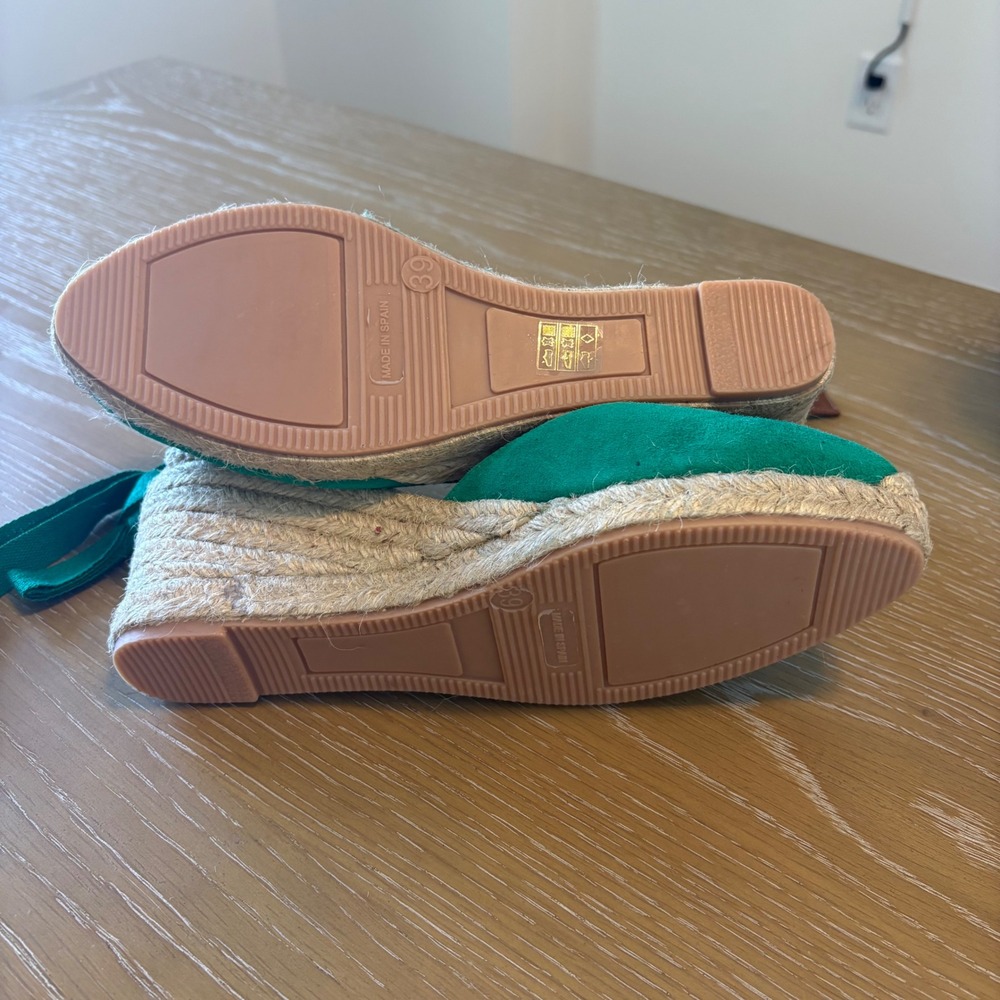Boden Cassie Green Suede Espadrille Wedges Shoes Womens Size Size 39 US 8.5 - Picture 10 of 10